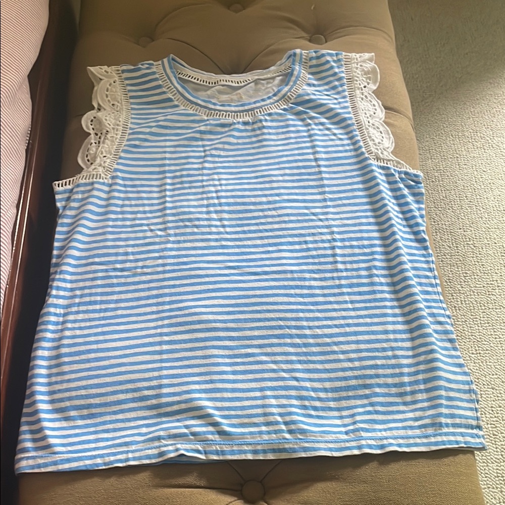 Lilly Pulitzer Sky Blue and White Striped Top